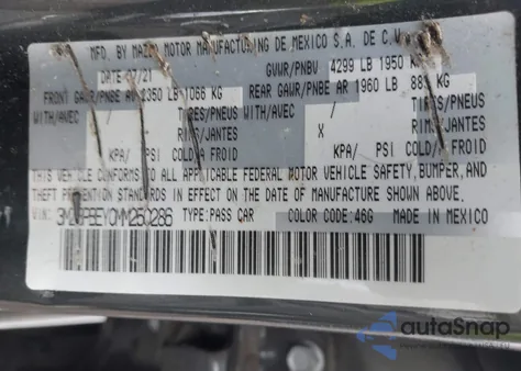 2021 Mazda Mazda3 2.5 Turbo Premium Plus from USA, damaged, VIN 3MZBPBEY0MM250286